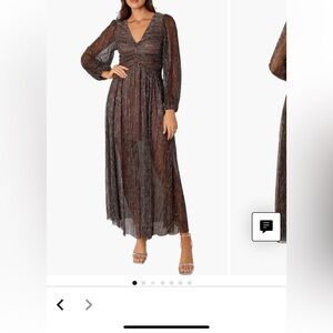 Petal & Pup Lostine  Long Sleeve Midi Dress  Metallic Women's Dress